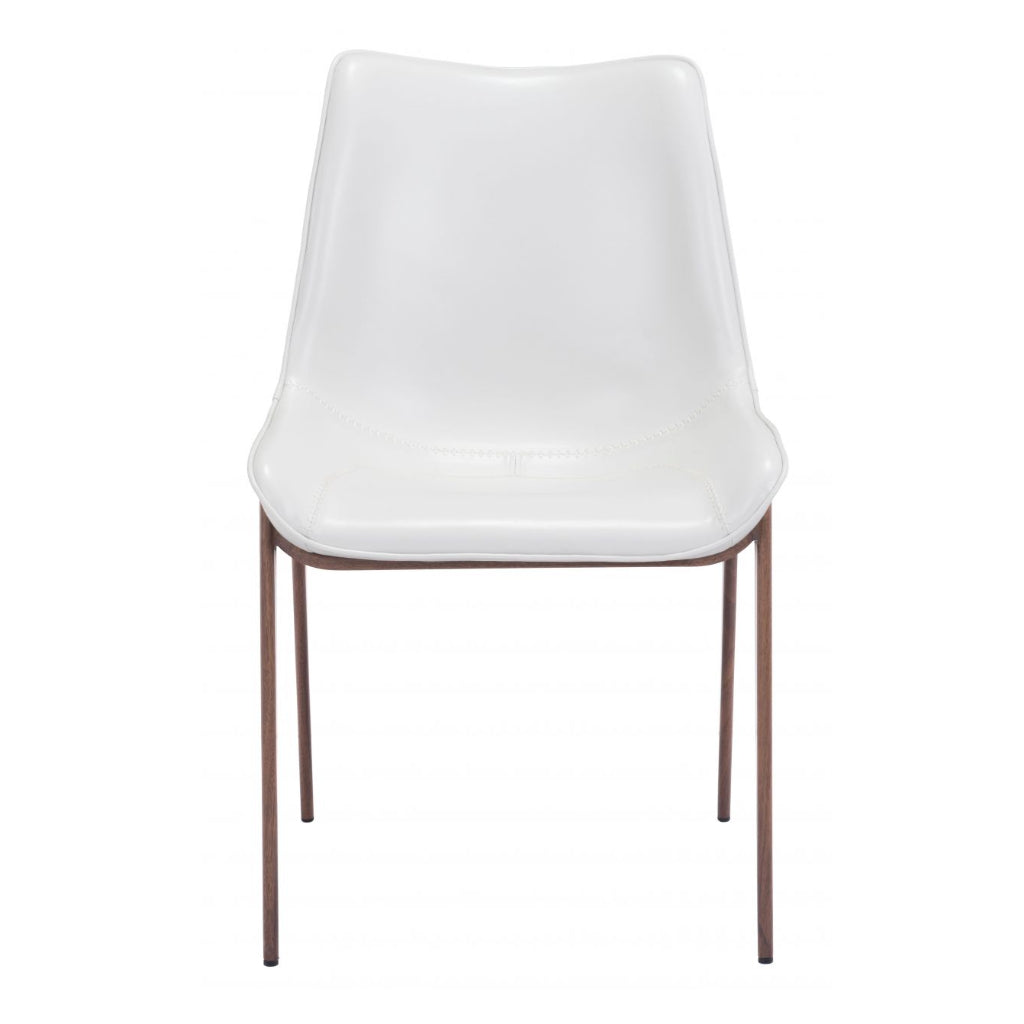 Stitched White & Walnut Dining Chair