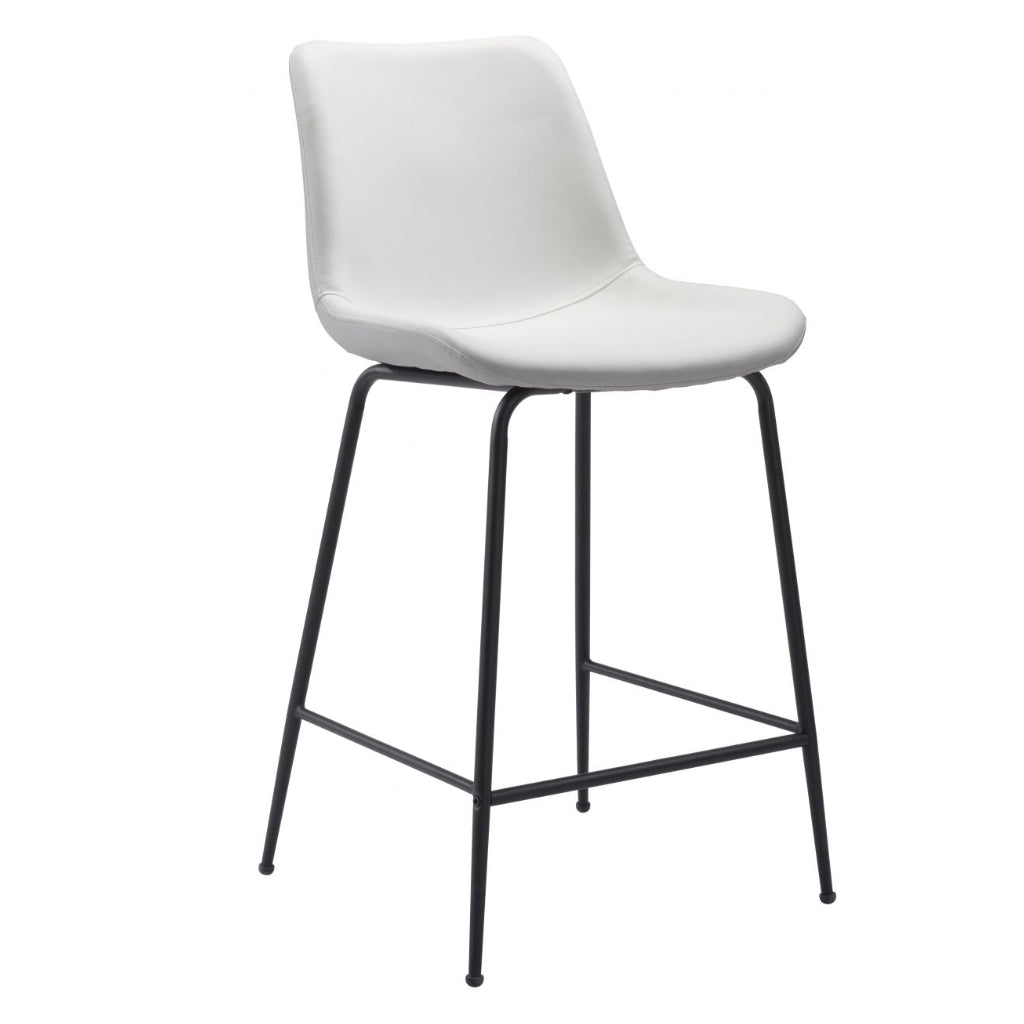 Mid-Century Modern White Counter Stool