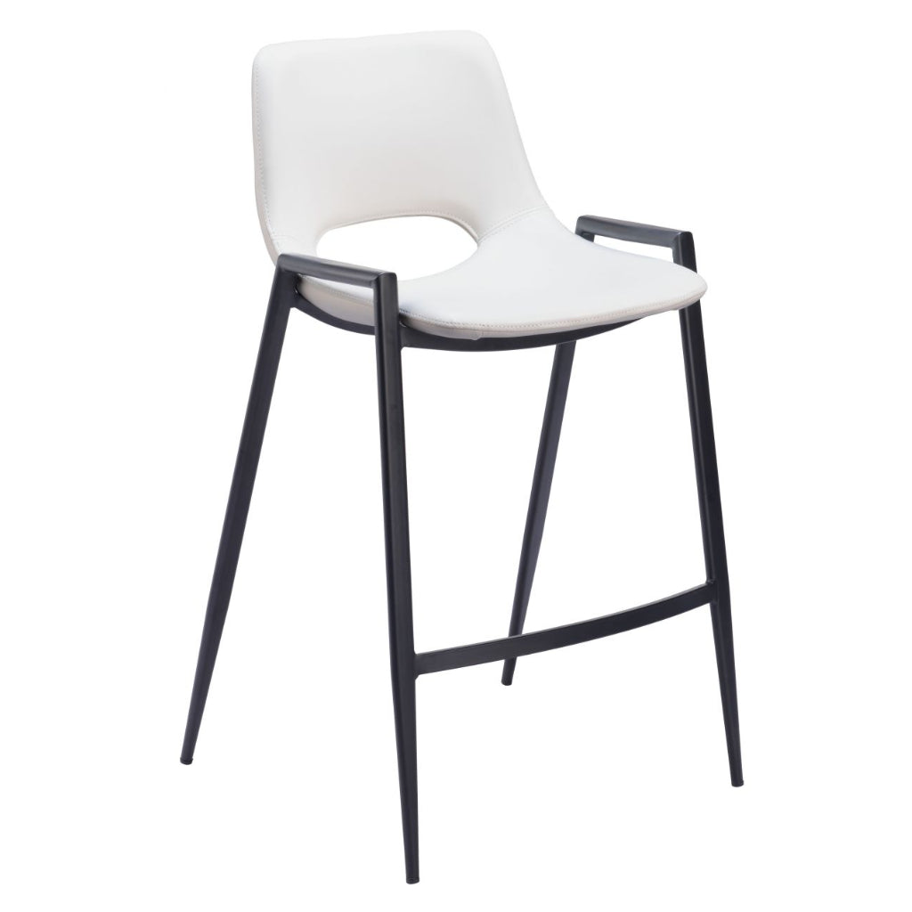 White Faux Leather & Black Counter Stool