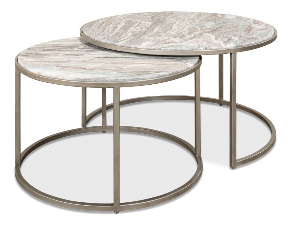 Round Silver Antique Coffee Table