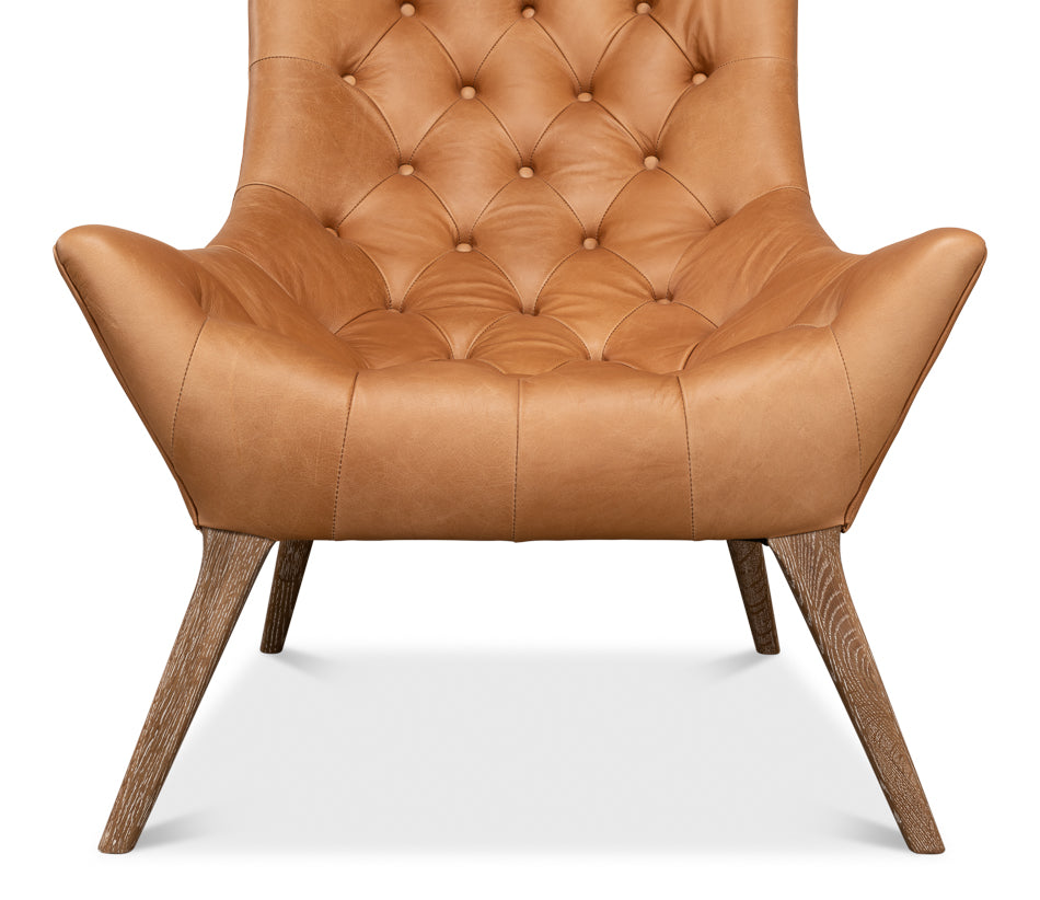 Light Brown Quilted Leather Slouch Chair