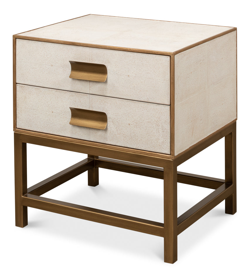 Gold Trimmed White Osprey Nightstand