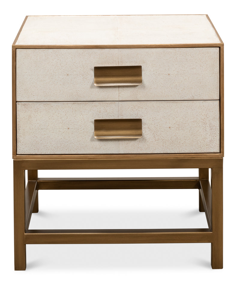 Gold Trimmed White Osprey Nightstand