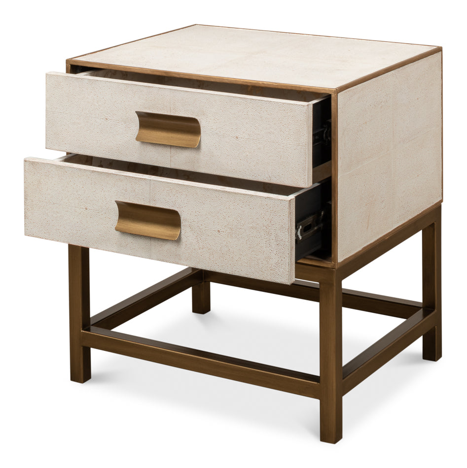 Gold Trimmed White Osprey Nightstand