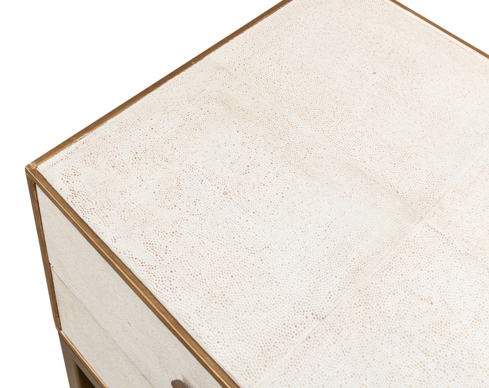 Gold Trimmed White Osprey Nightstand