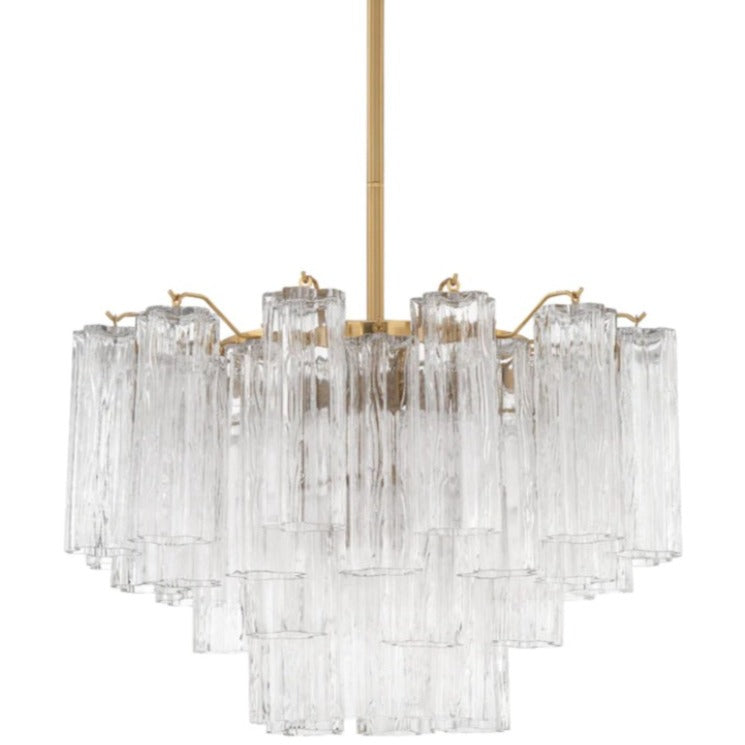 9-Light Star Shape Aged Brass Chandelier