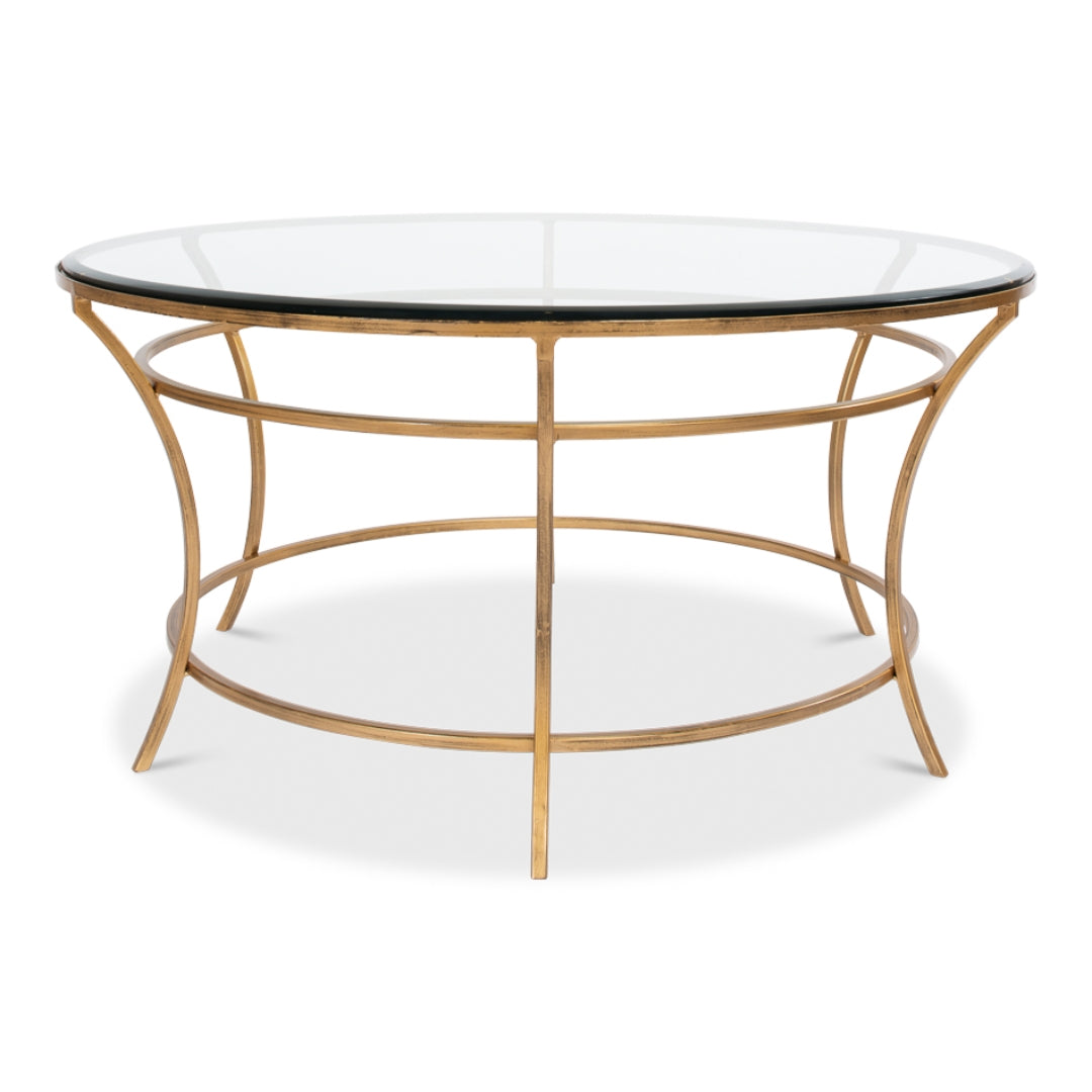 Contemporary Glass Top Gold Coffee Table
