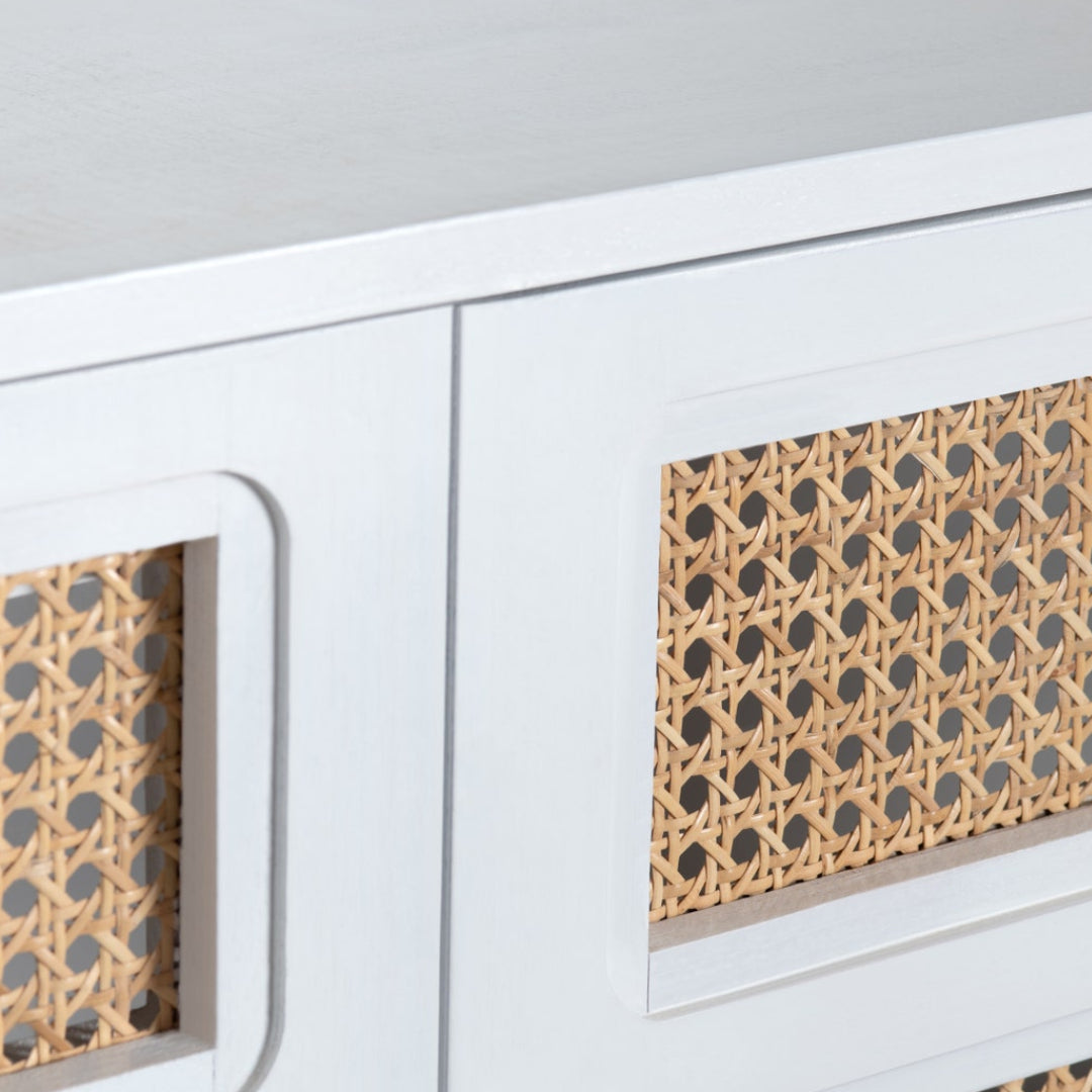 Biscayne White Cane Sideboard