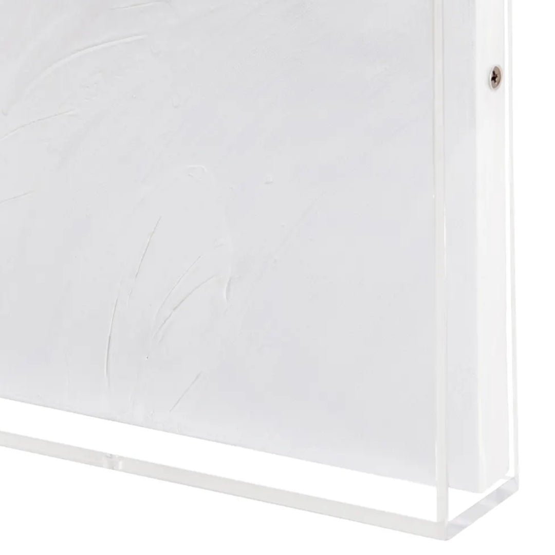 White Textured Contemporary Modern Floral Wall Art