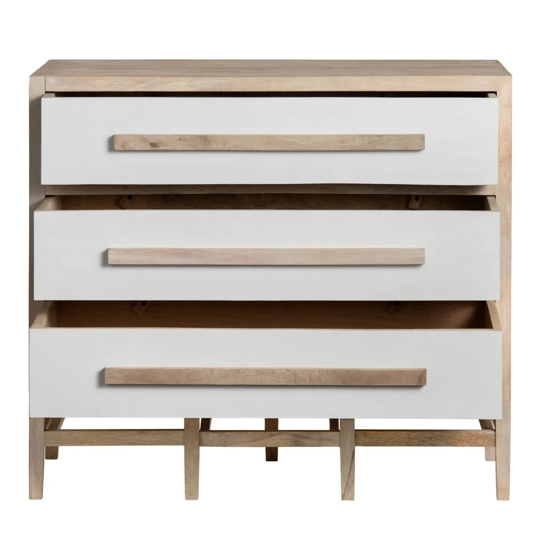 Transitional White Wooden 3-Tier Chest
