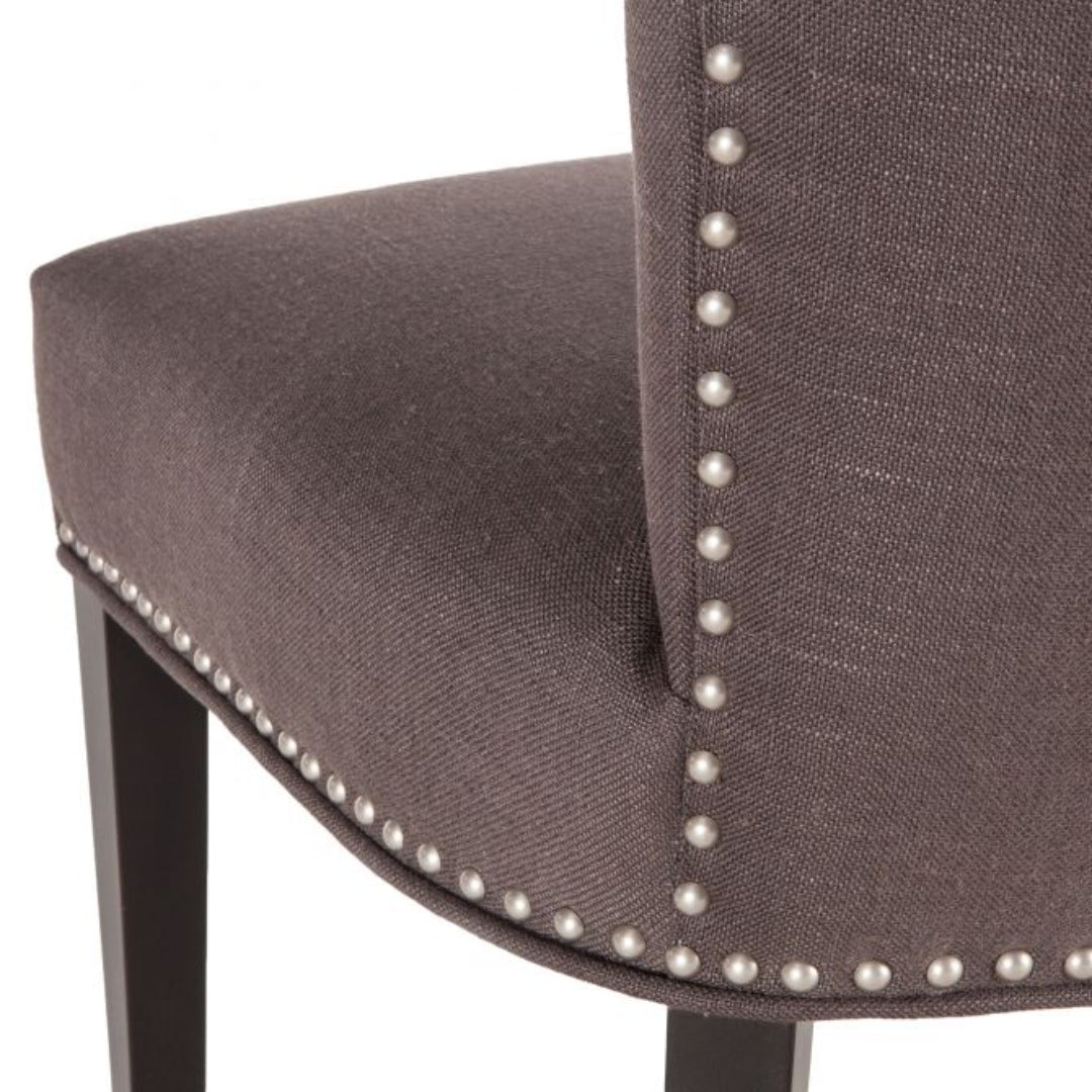 Charcoal Gray Linen Upholstered Dining Chair