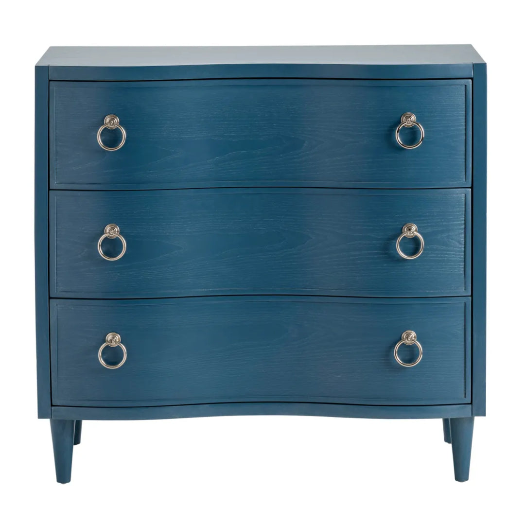 devil in a blue dress online free Navy Blue Three Drawer Serpentine Chest – The Well Appointed House main image 0