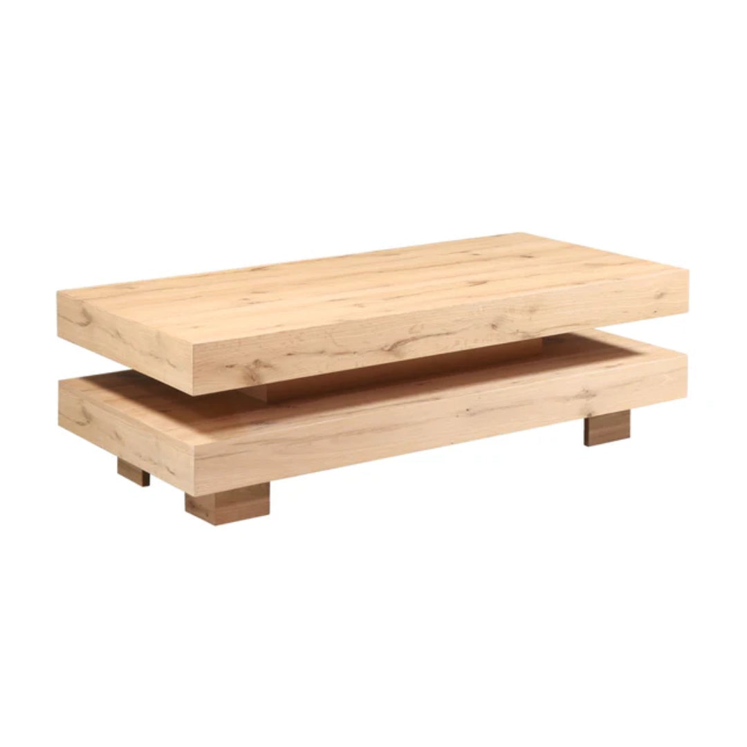 Modern Tiered Oak Coffee Table