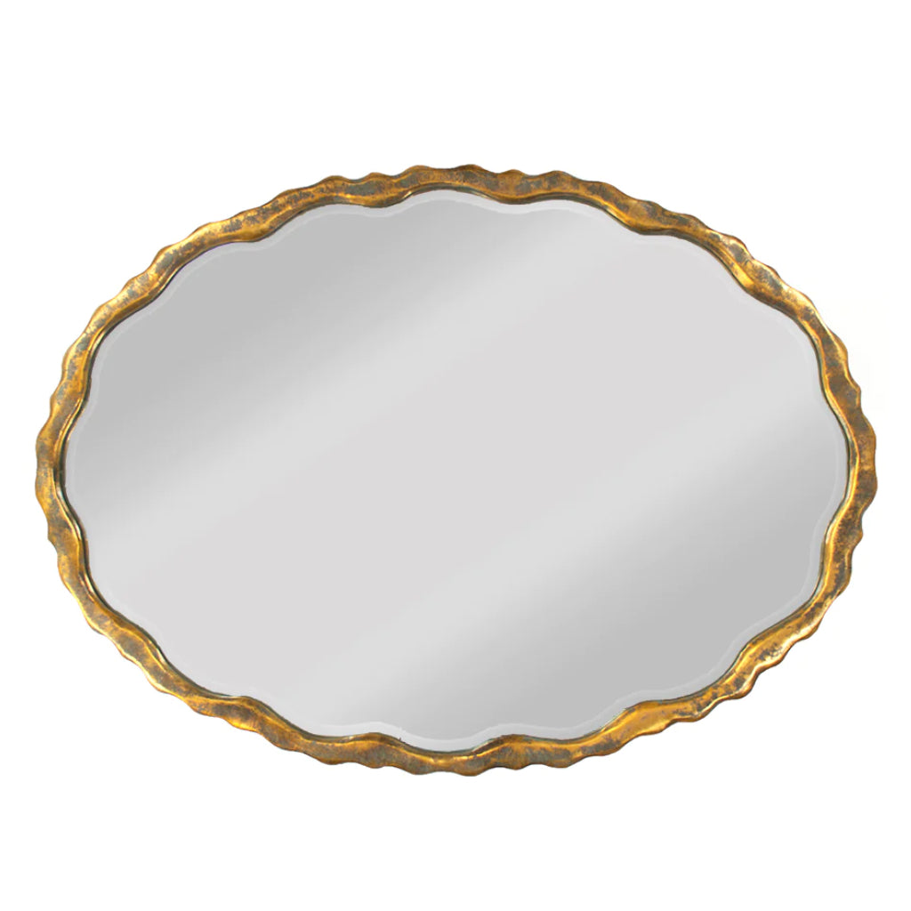 Golden Oval Curvy Frame Mirror