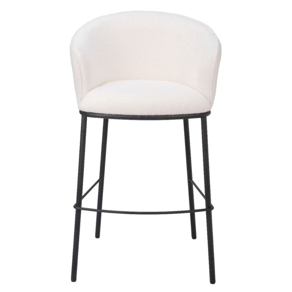 White & Black Boucle Barstool