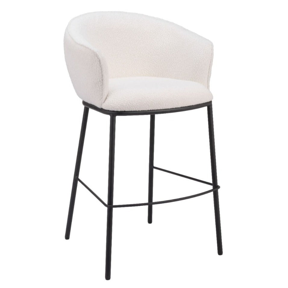 White & Black Boucle Barstool