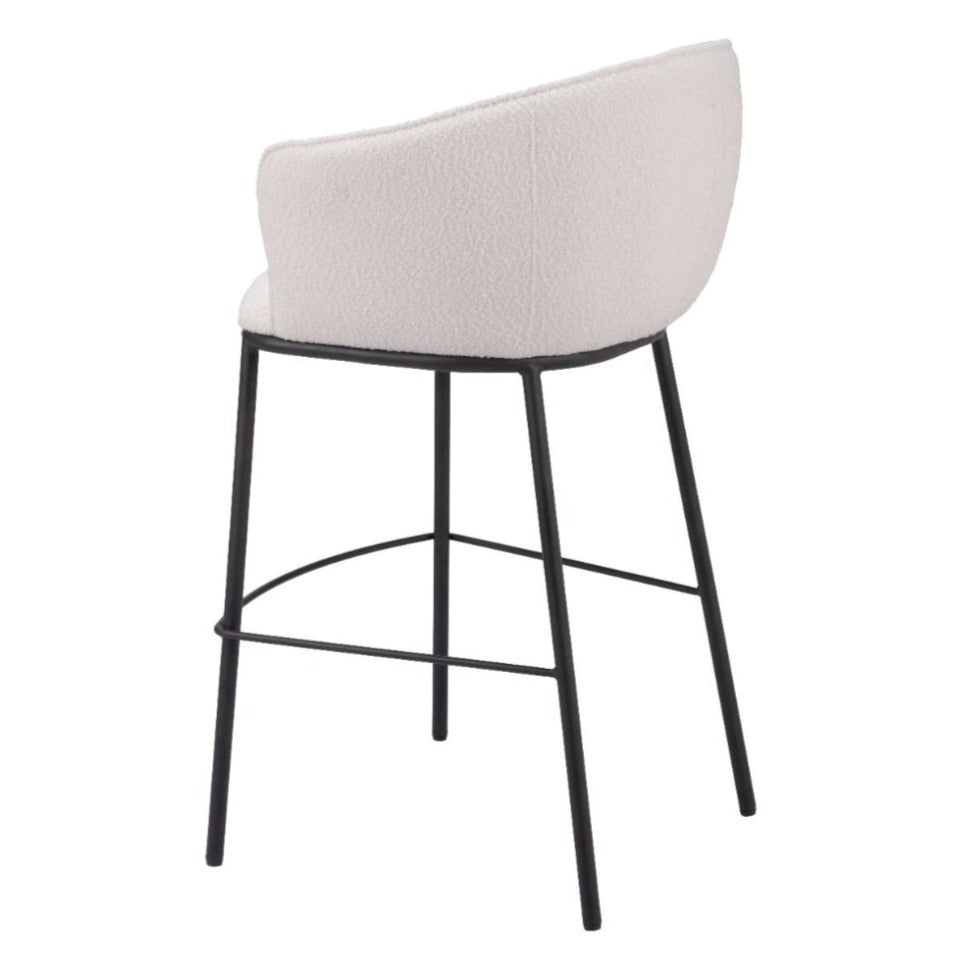 White & Black Boucle Barstool