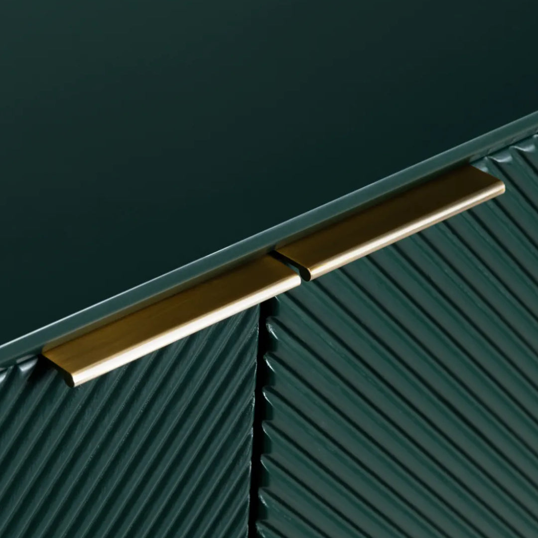 Modern Green Geometric Wood-Paned Sideboard