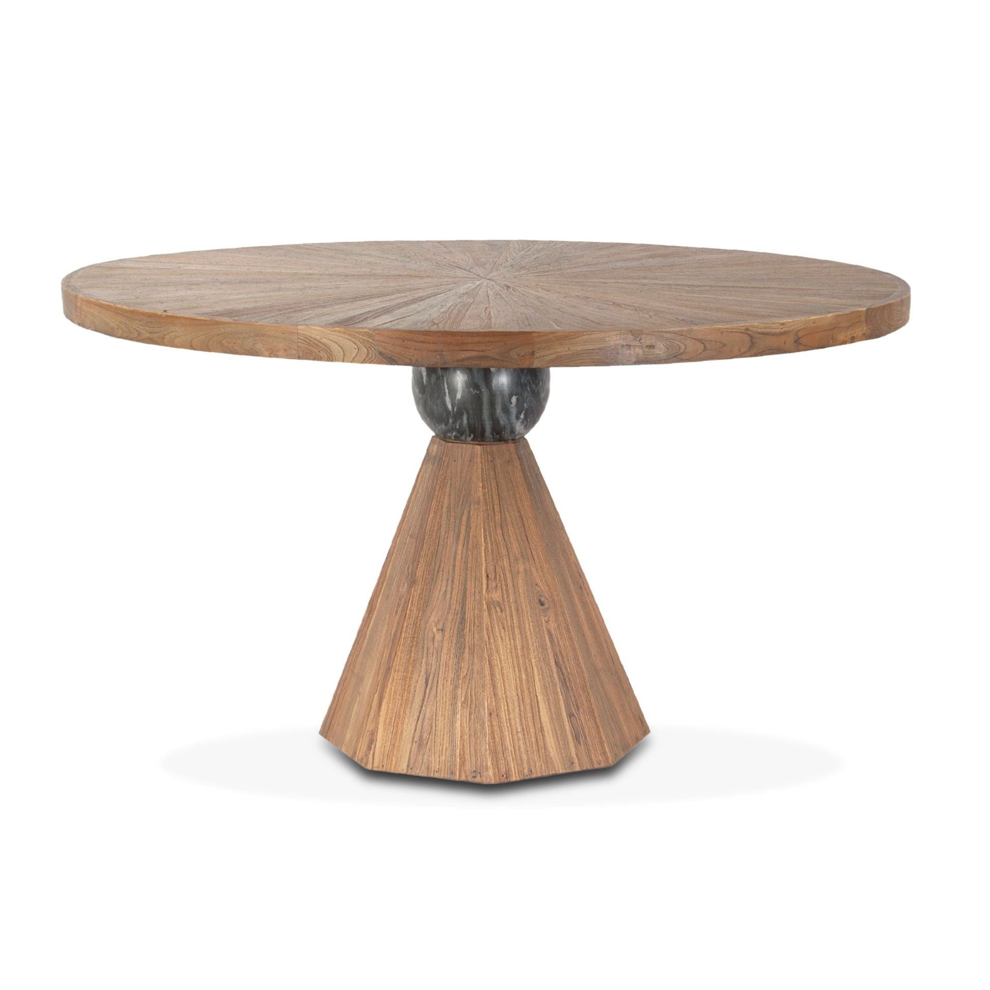 Brown Round Dining Table with Octagonal Base