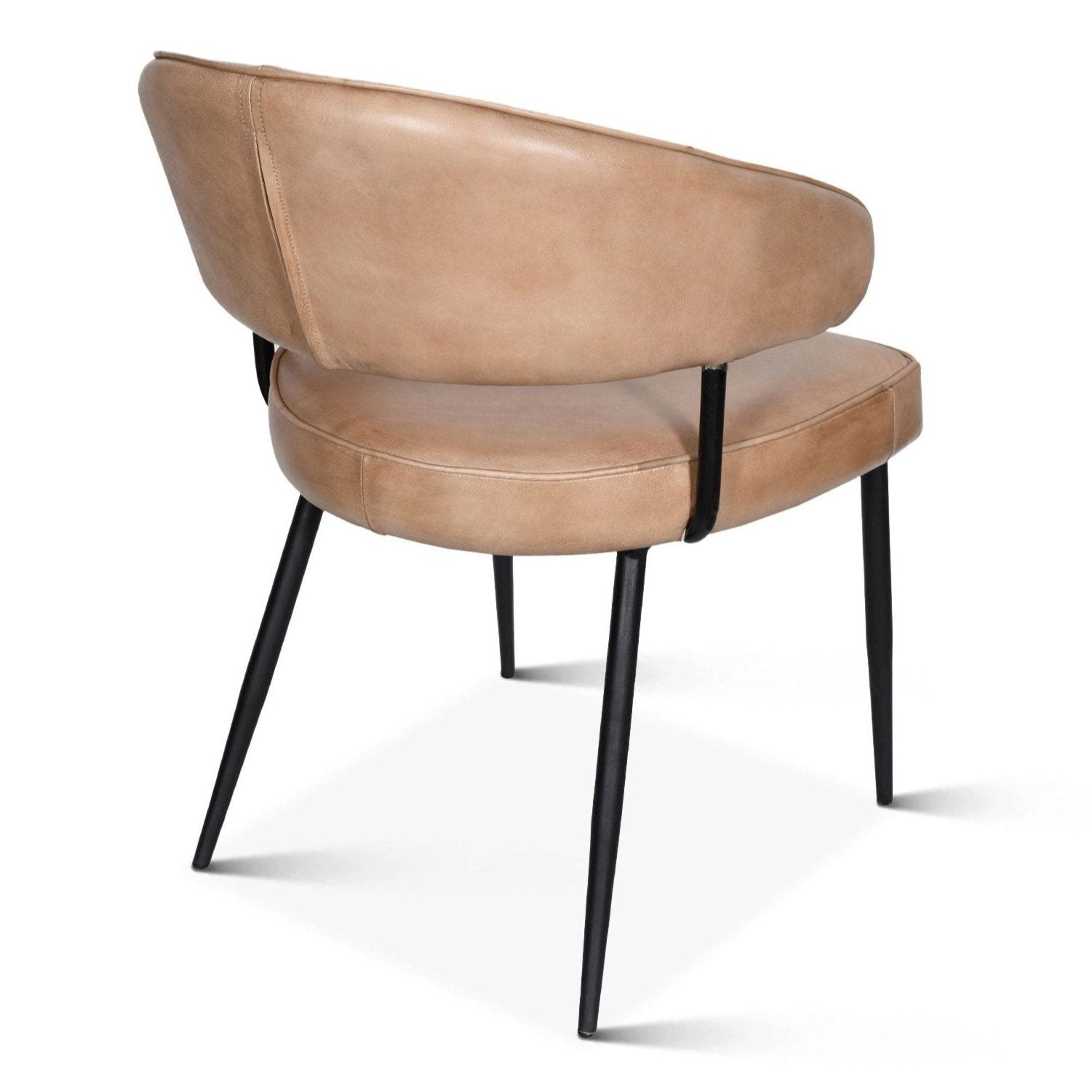Modern Brown Leather Curved Back Dining Chair