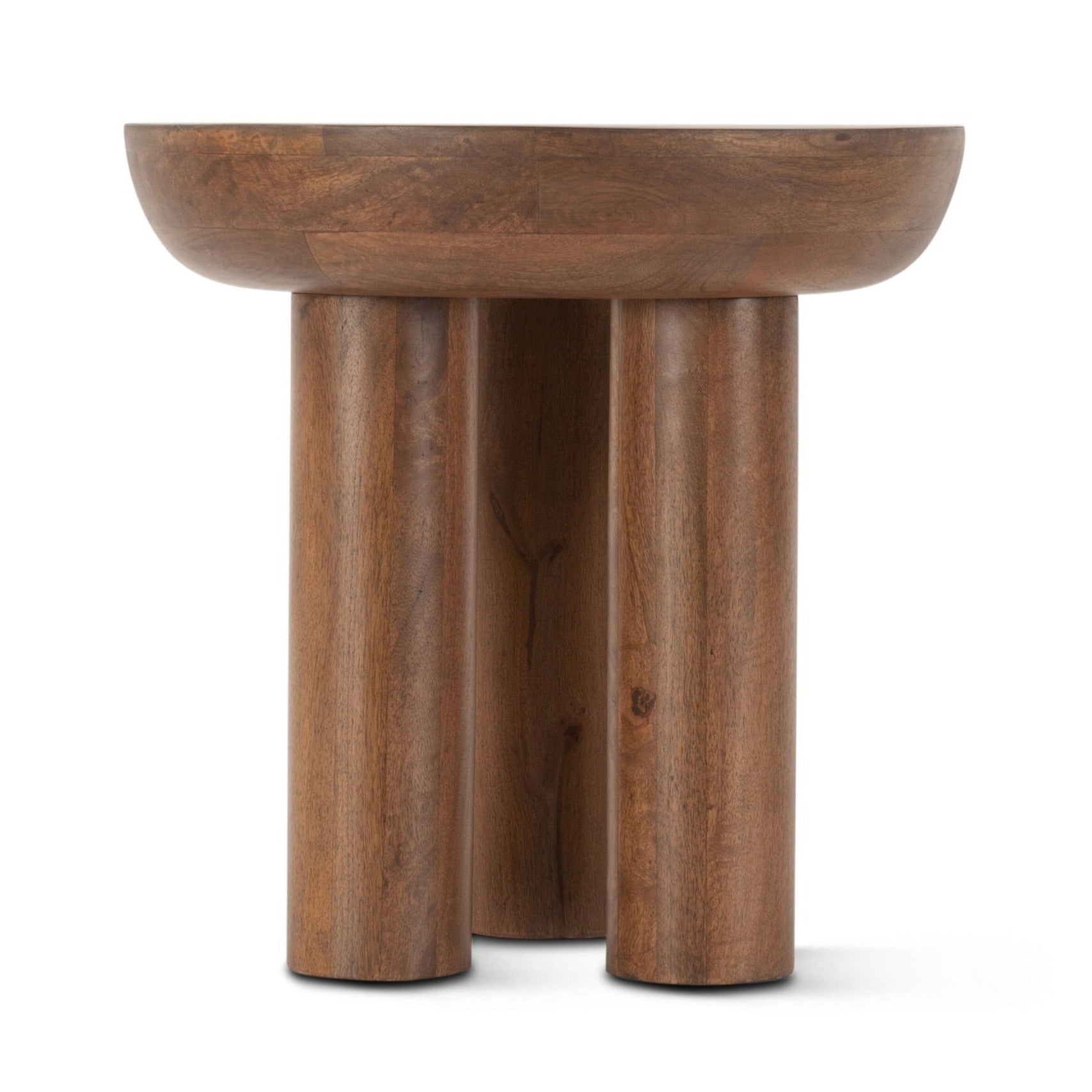 Mid-Century Acorn Brown Round Accent Table