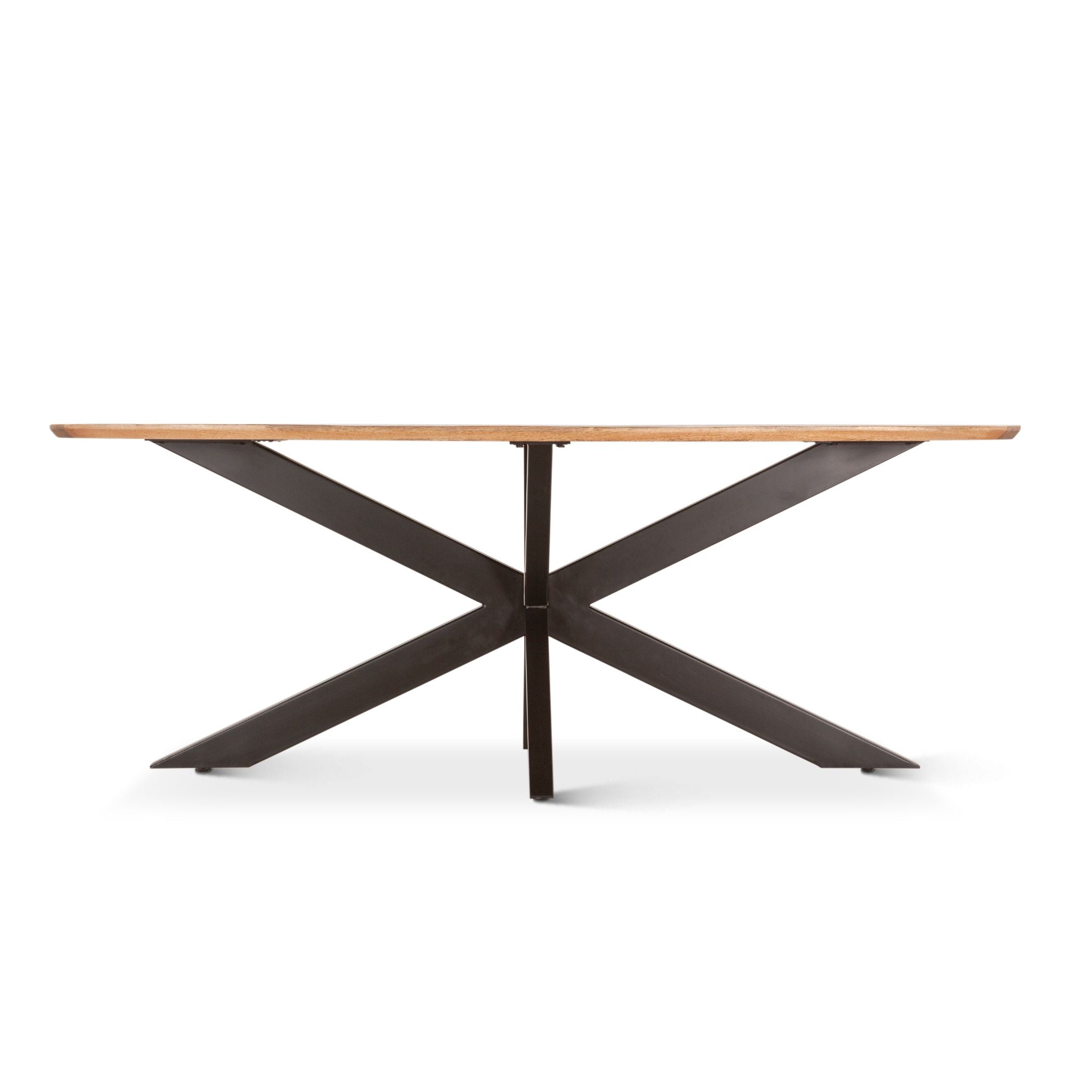 Natural Wood and Iron Dining Table