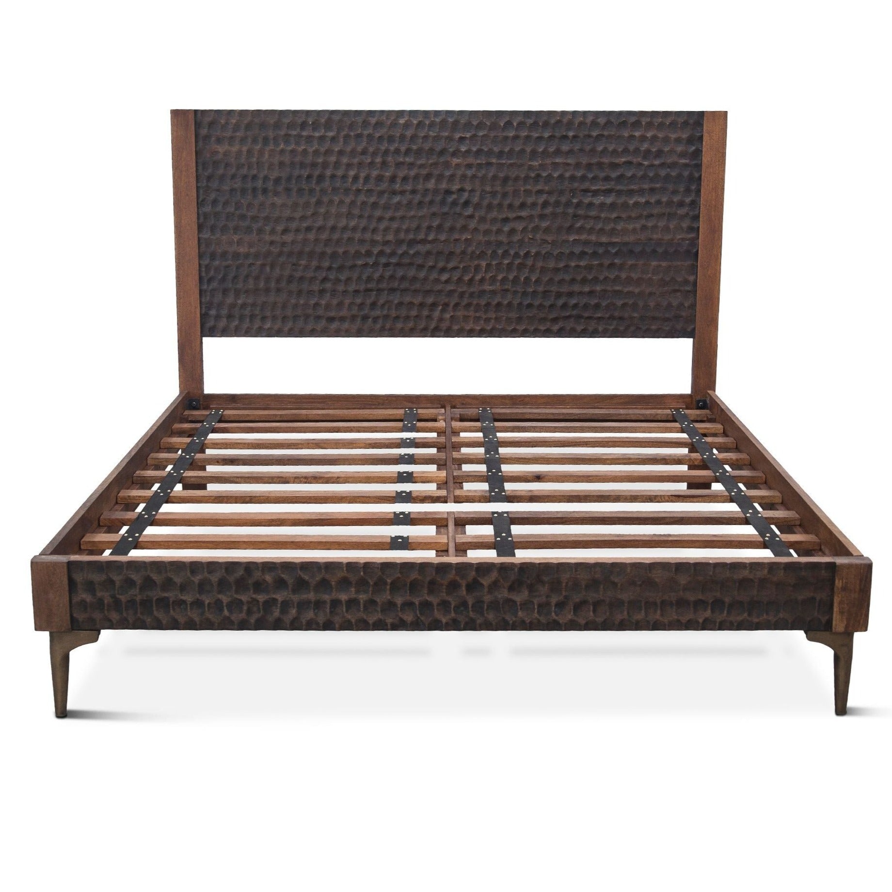 Natural Wooden and Iron Two-Toned King Bed
