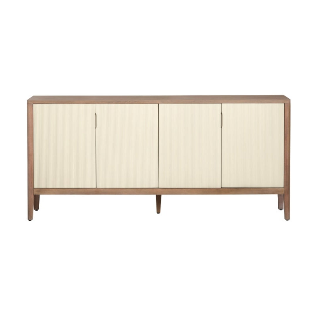 Natural Wood Grain Fluted Cream Doors Sideboard