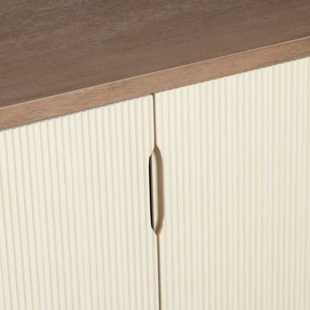 Natural Wood Grain Fluted Cream Doors Sideboard