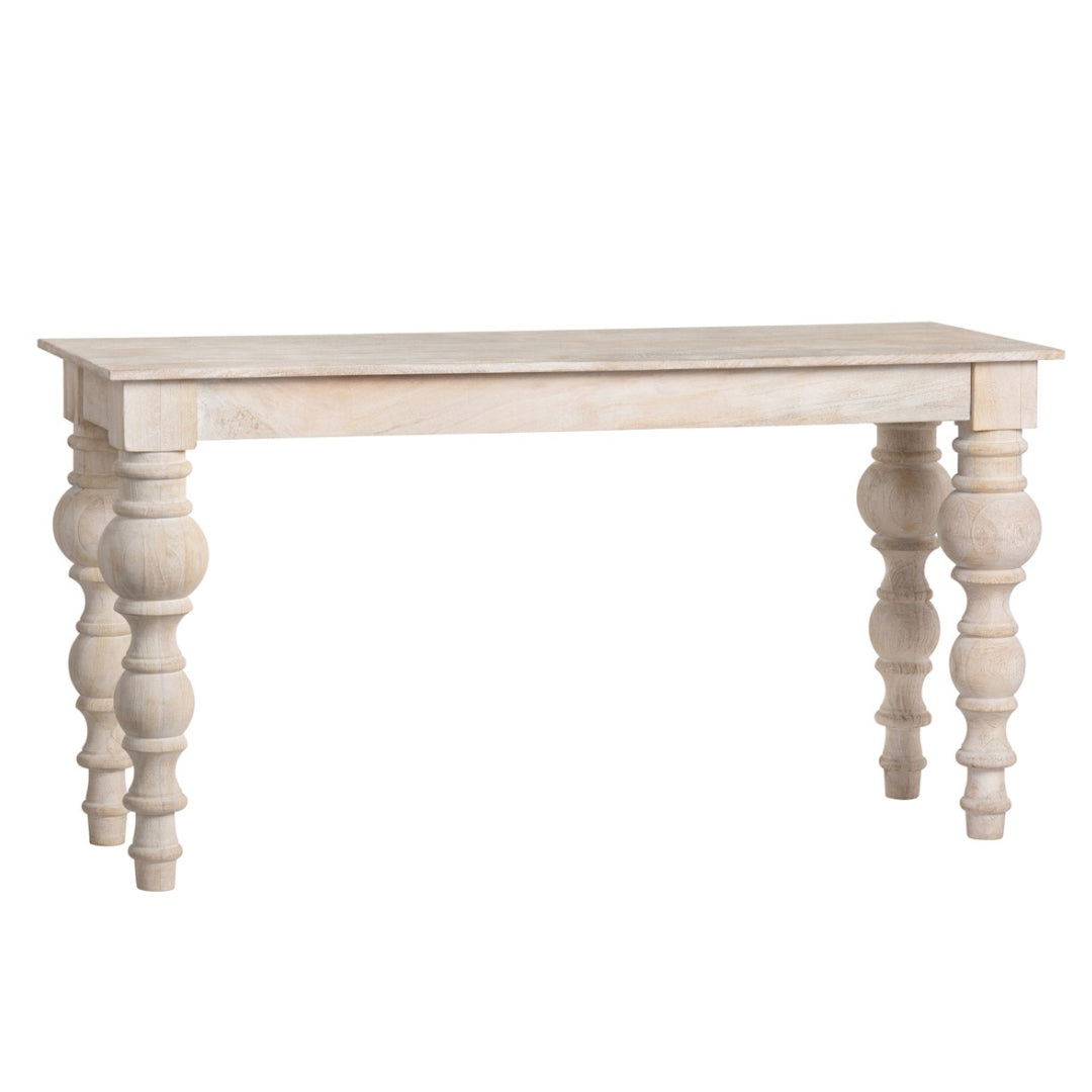 Whitewashed Harvest Console Table