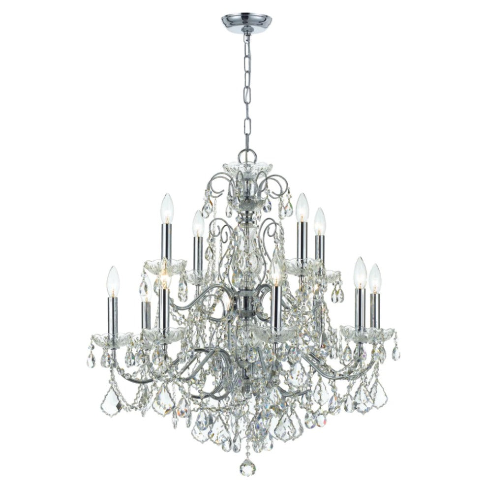 12-Light Sparkling Silver Crystal Chandelier