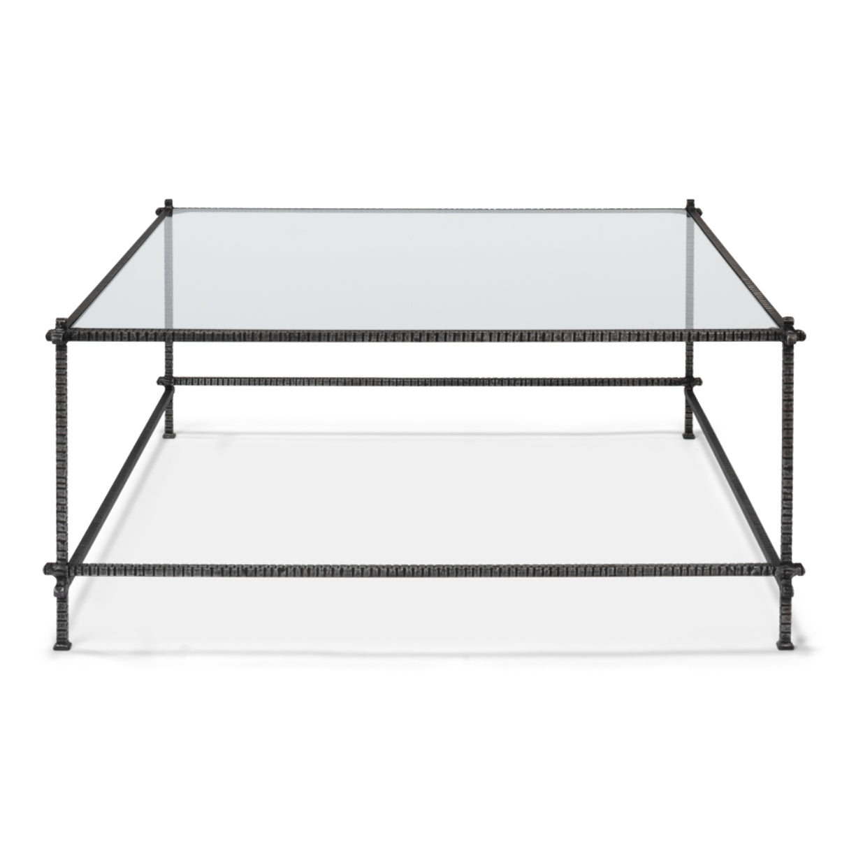 Glass Top Iron Serrated Coffee Table