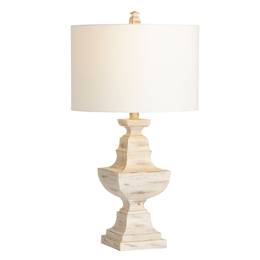 White Polished Stone Table Lamp