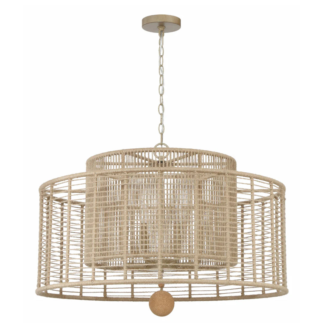 8-Light Natural Jute Chandelier
