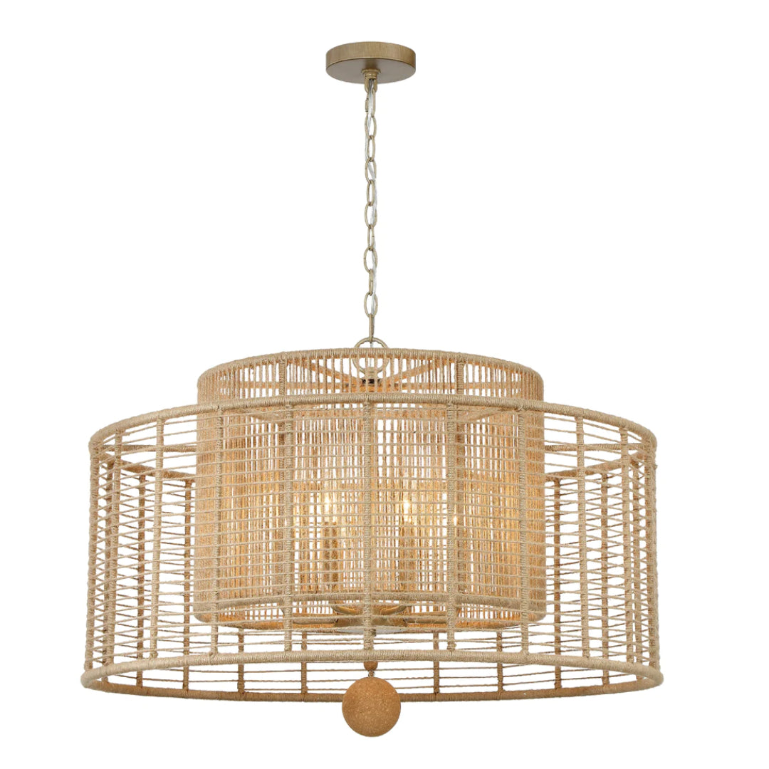 8-Light Natural Jute Chandelier