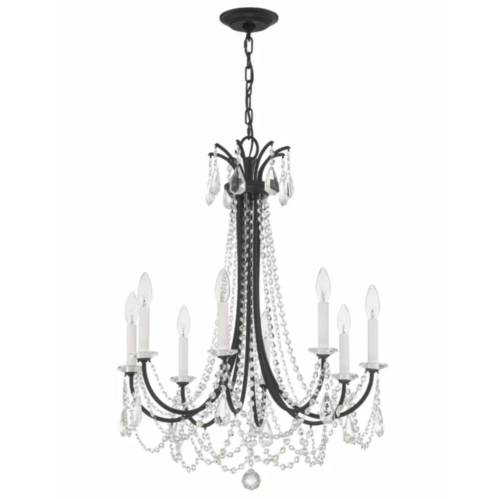 8-Light Matte Black Teardrops Chandelier