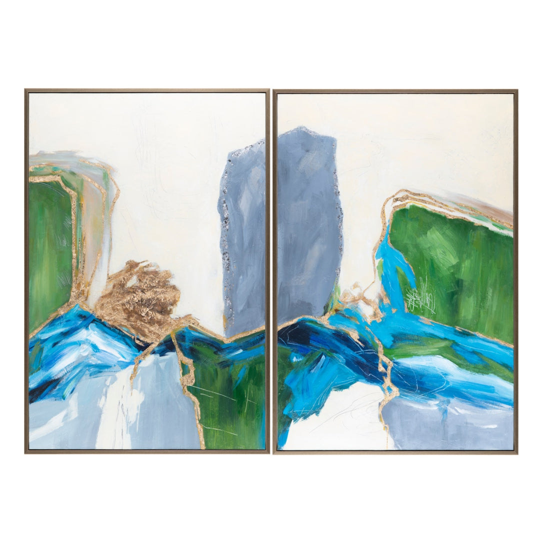 Abstract Blues and Greens Art Work