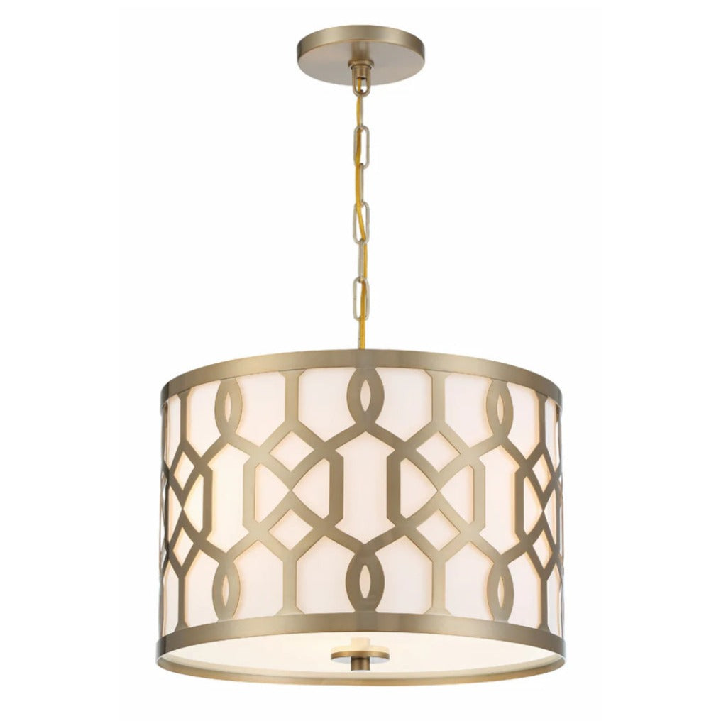 3-Light Aged Brass Geometric Chandelier