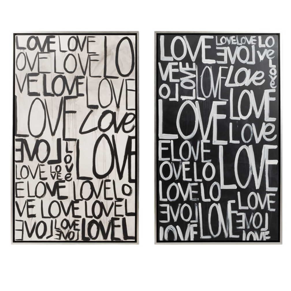 2-Pc Love Scribble Hand Painted Wall Art