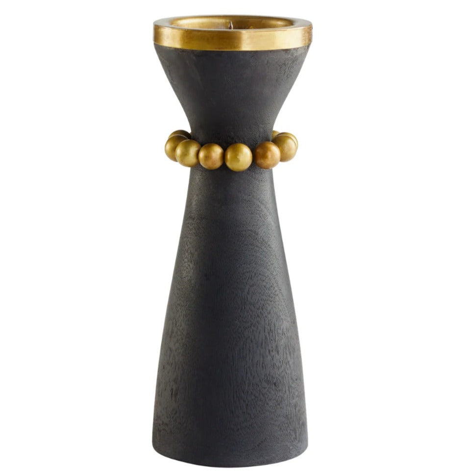 Medium Black String of Beads Candleholder