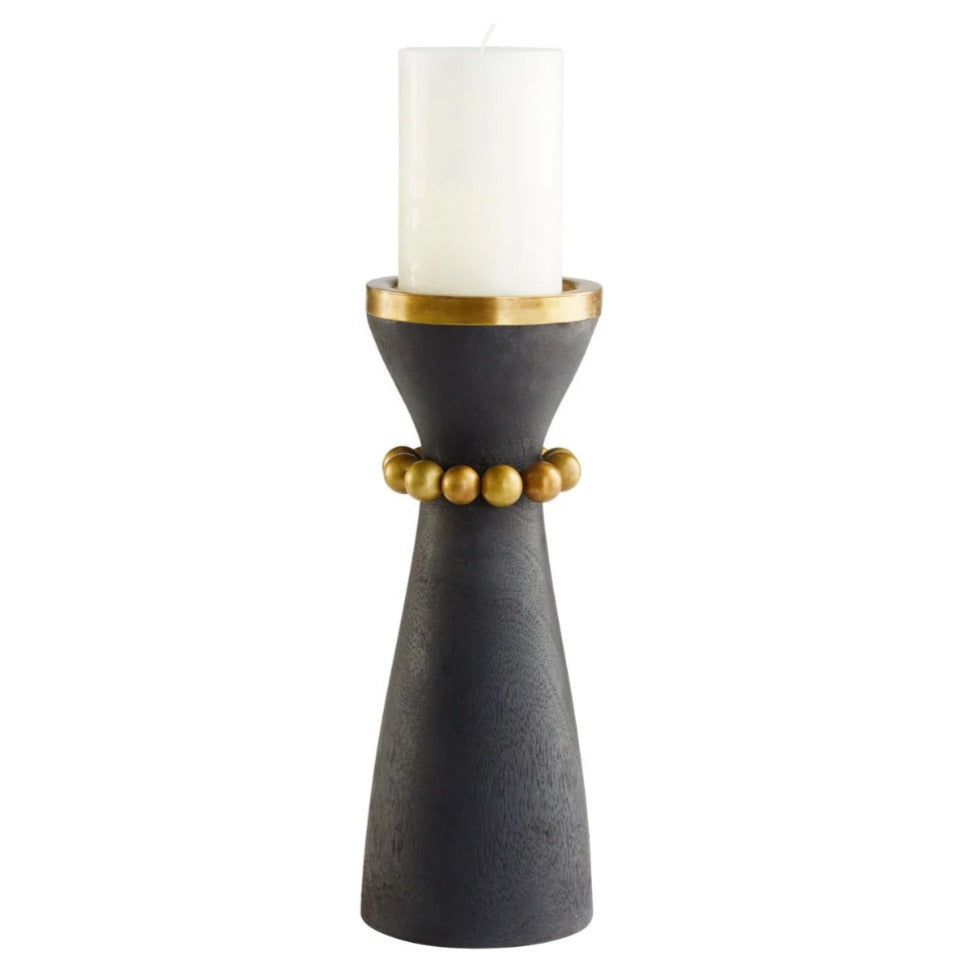 Medium Black String of Beads Candleholder