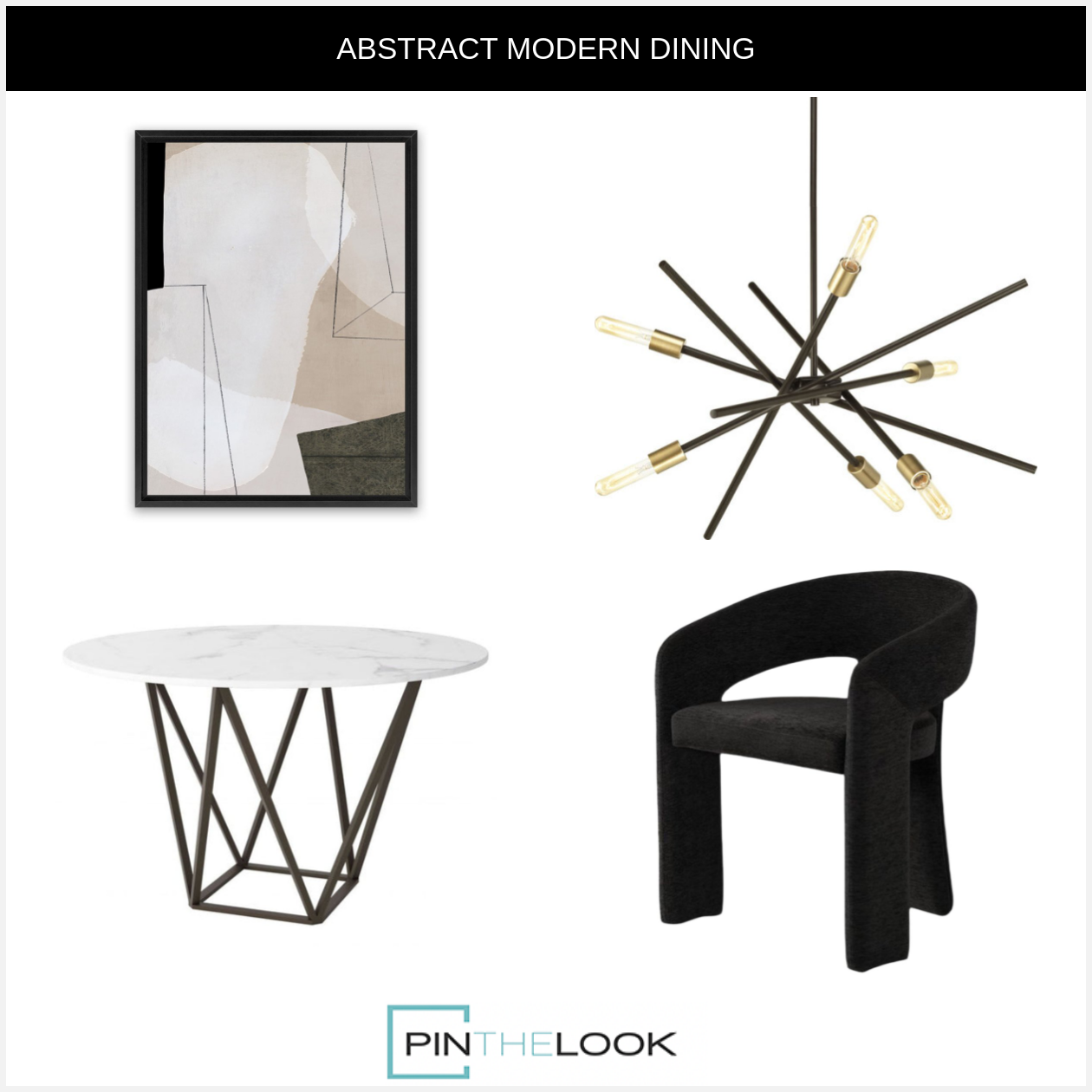 Geometric White & Antique Bronze Dining Table