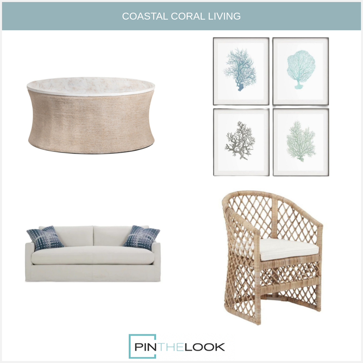 Round Tan Rope Coffee Table