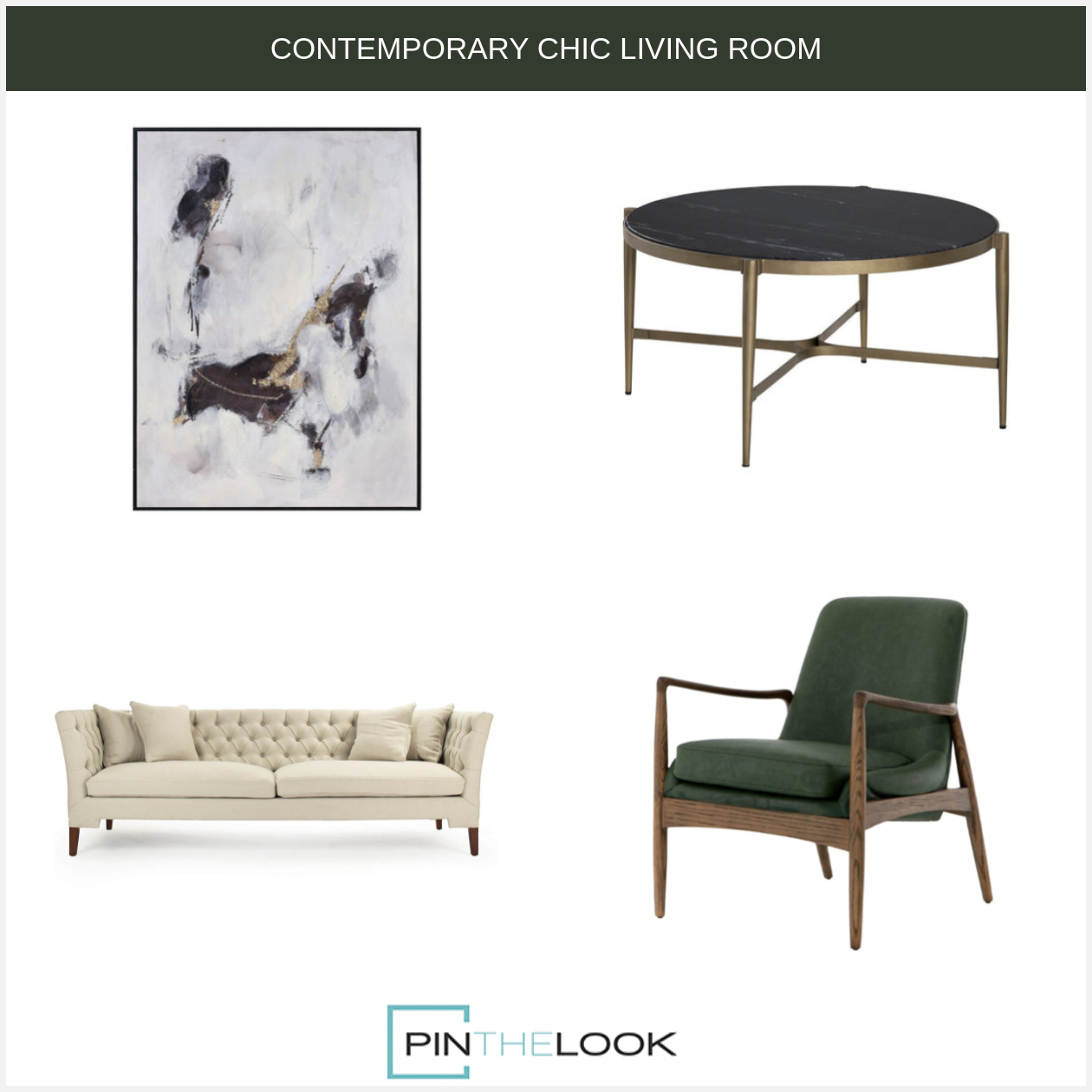 Contemporary Black Marble Cocktail Table
