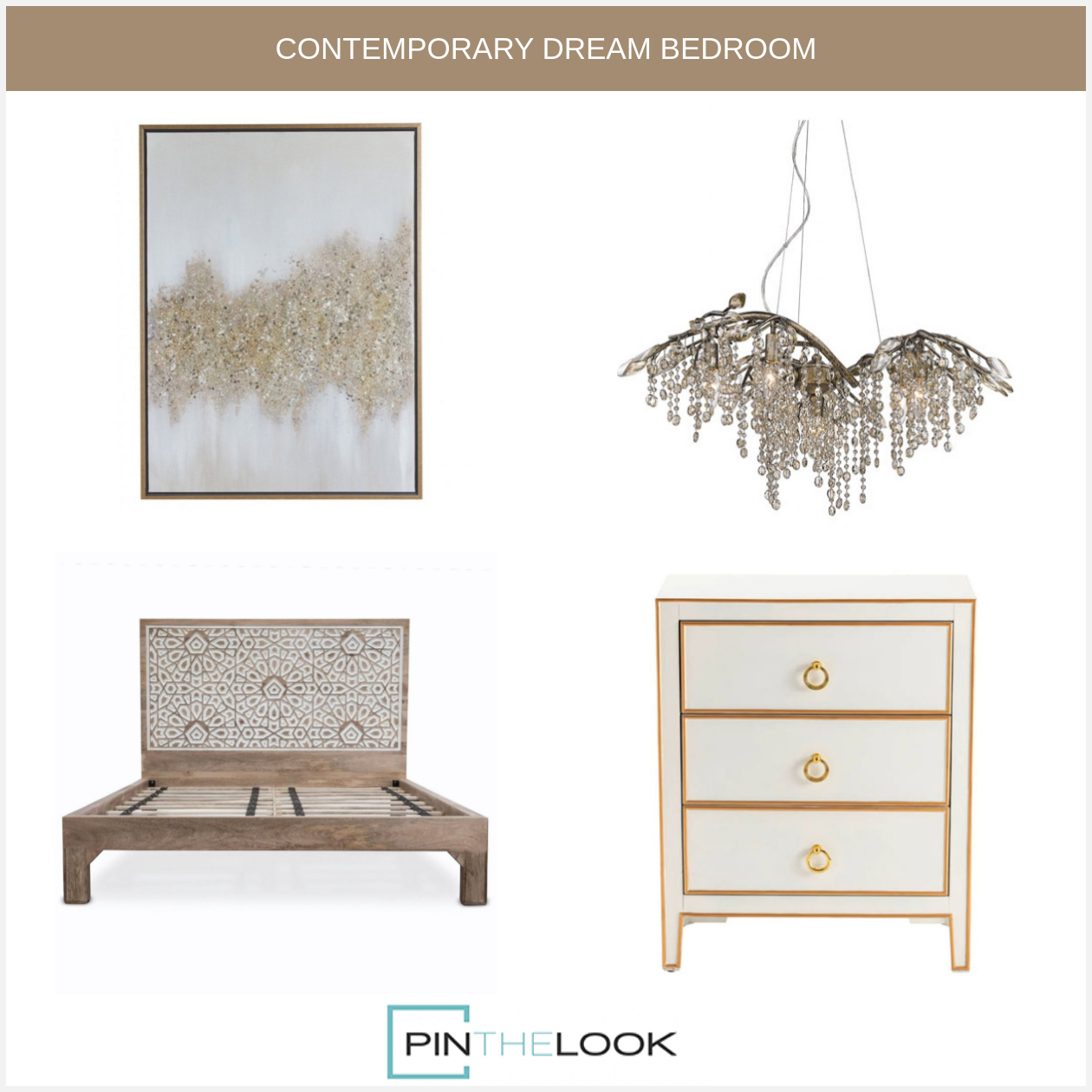 3-Drawer White & Gold Chest