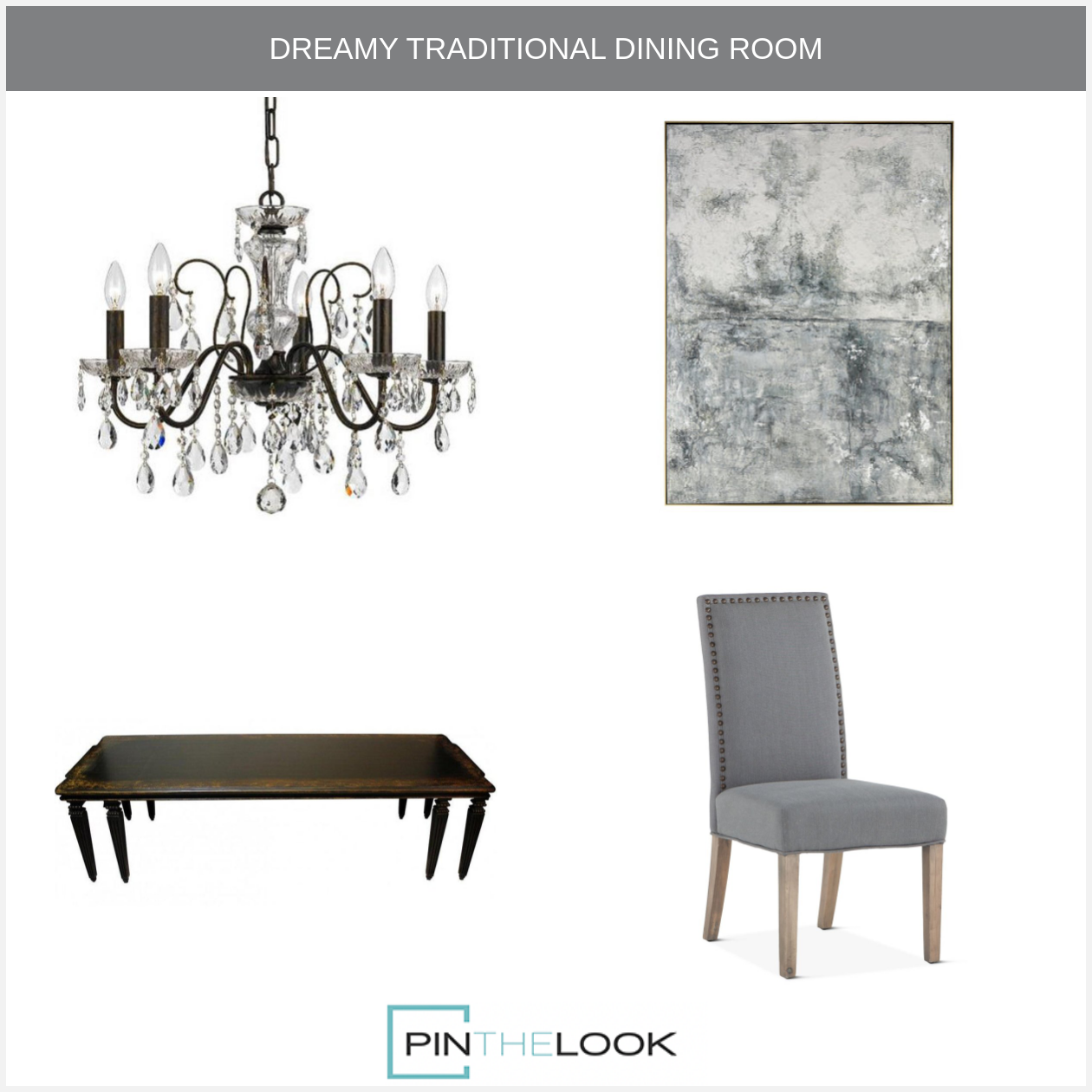 Upholstered Gray Dining Chair with Nailhead Trim