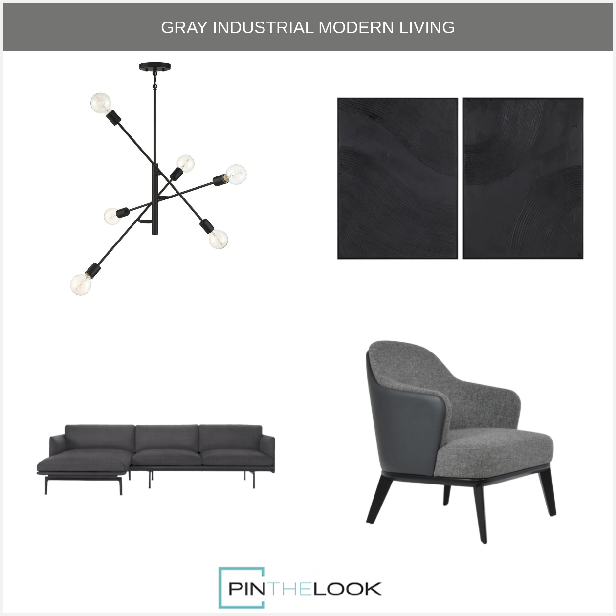 Black Wave Abstract Wall Art Set