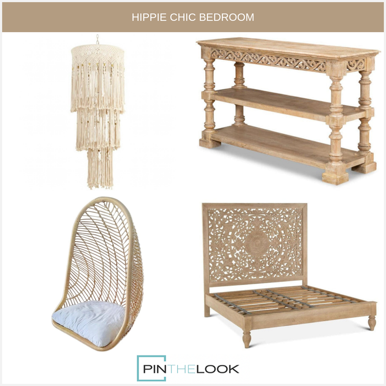 Flora Bohemian Natural Wood Bed