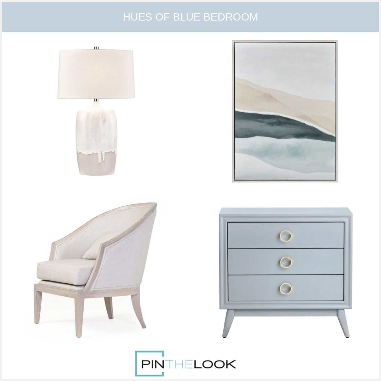 Transitional Mid-Century Blue Grey Chest