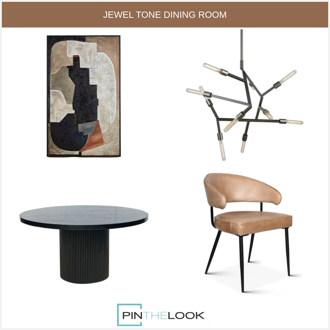 Modern Brown Leather Curved Back Dining Chair